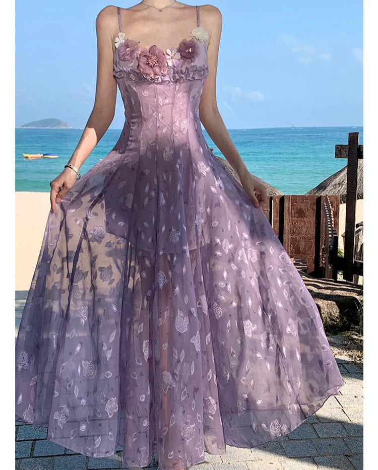 Violet Floral Romantic Fairy Dress