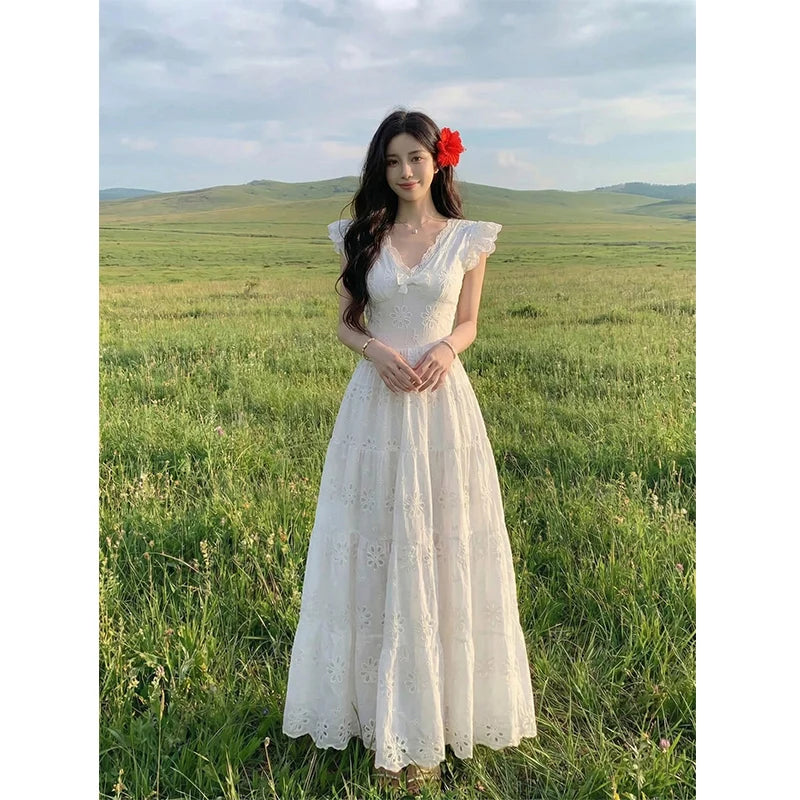 slim fit dress slacks Scalloped Rio Dress W. Embroidery main image 1