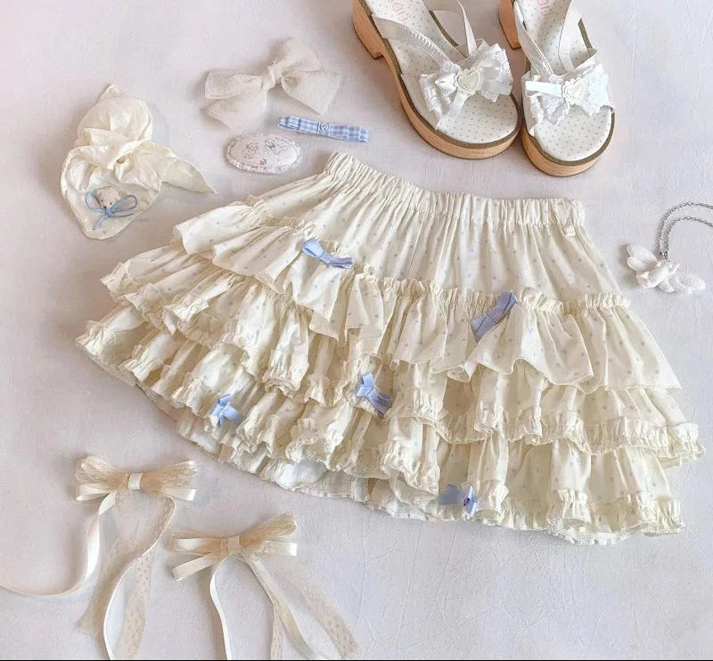 Kawaii Princess Himekaji Sukapan Ruffle Mini Skirt with Attached Shorts