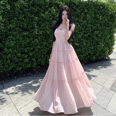 Shanna Long Peach-Pink Coquette Dress