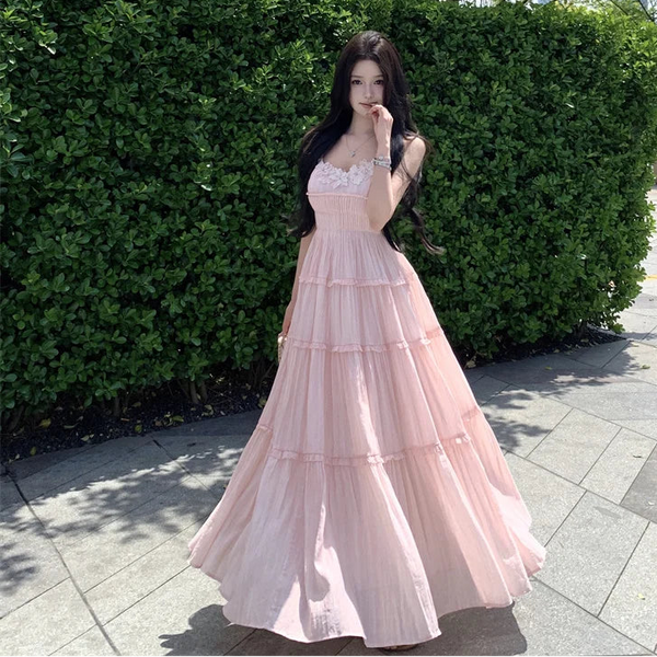 Shanna Long Peach-Pink Coquette Dress