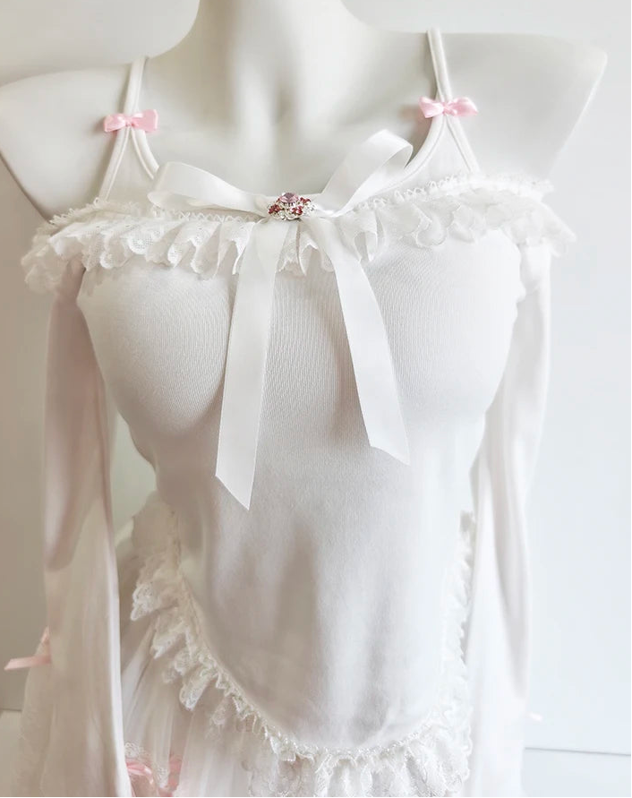 Coquette Balletcore Long Sleeve Top ~ Hachi-Inspired Japanese Aesthetic