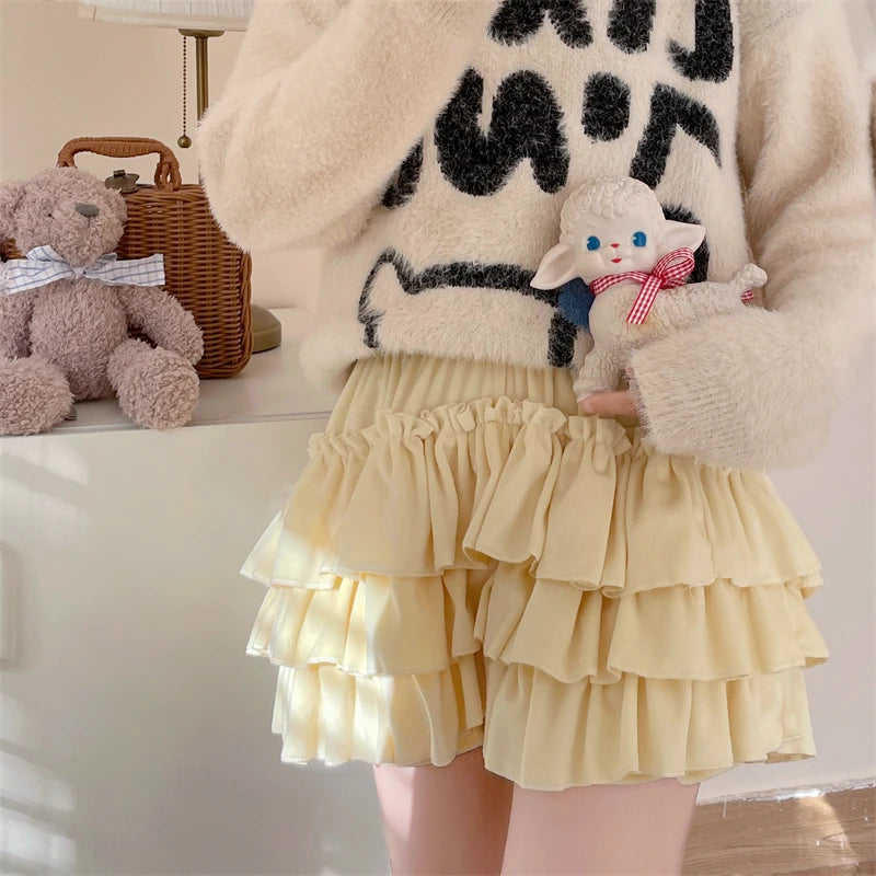 Sunny Velvet Ruffle Shorts Kawaii J-Fashion & Japanese Streetwear