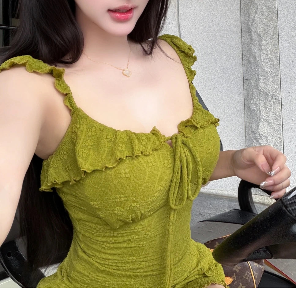 Moss Maiden Mini Dress Set Woodland Fairy Goblincore Aesthetic