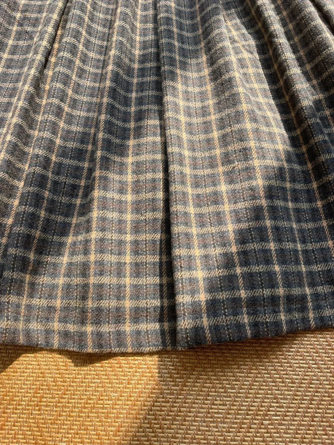 Winter Fog Wool Dark Academia Plaid Midi Skirt