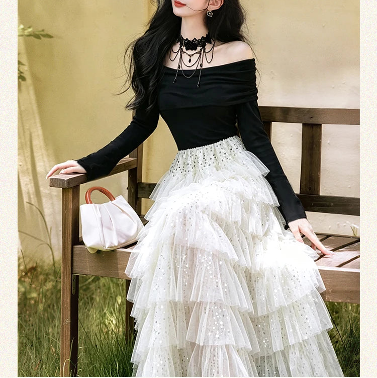 Shadow Fae Dark Fairycore Dress Set Ethereal Gothic Outfit