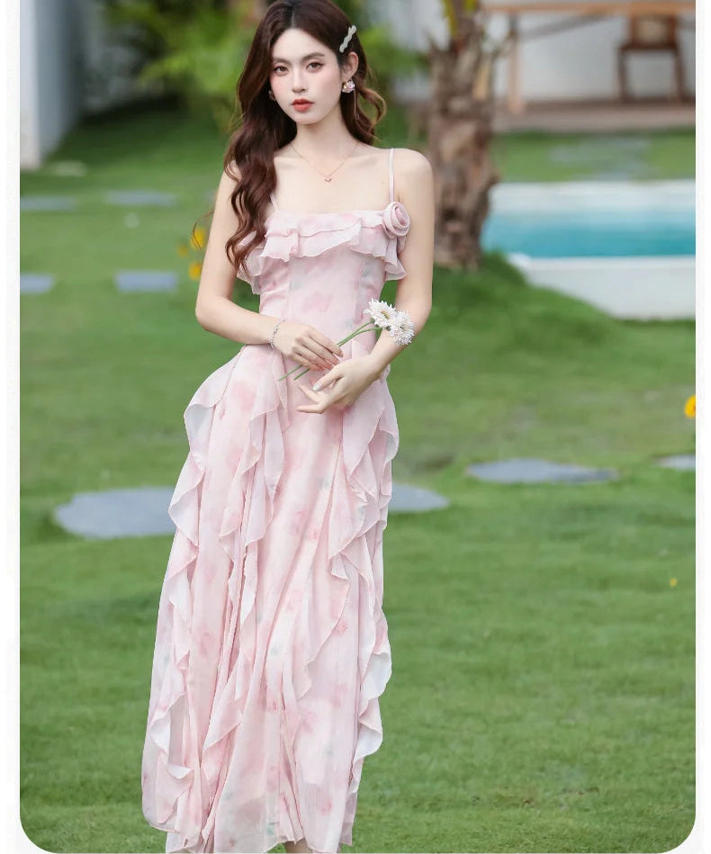 Soft Enchant Fairycore Ethereal Dress - Feminine Romantic Cottagecore Aesthetic