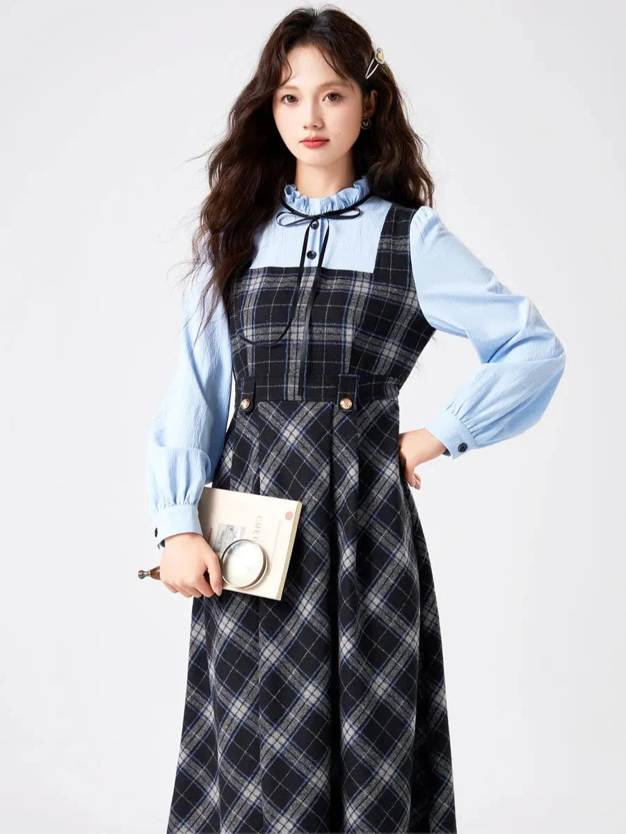 Plaid bell sleeve dress best sale