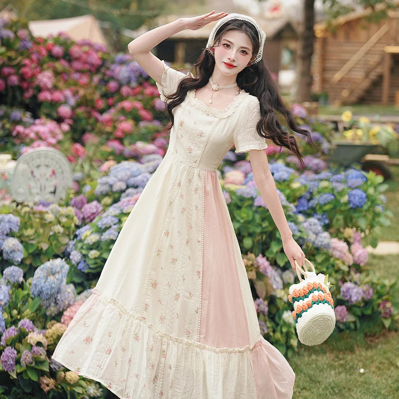 Carrot Garden 2-Piece Cottagecore Dress + Head Scarf Set