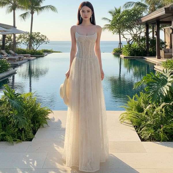 Ivory Heiress Lace Coquette Princess Bustier Dress
