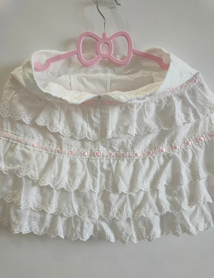 Vanilla Cupcake Coquette Cotton Lace Skirt