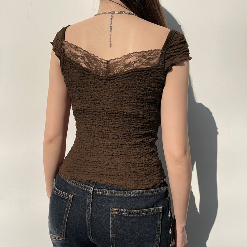 Fall Fairycore Lace Crop Top