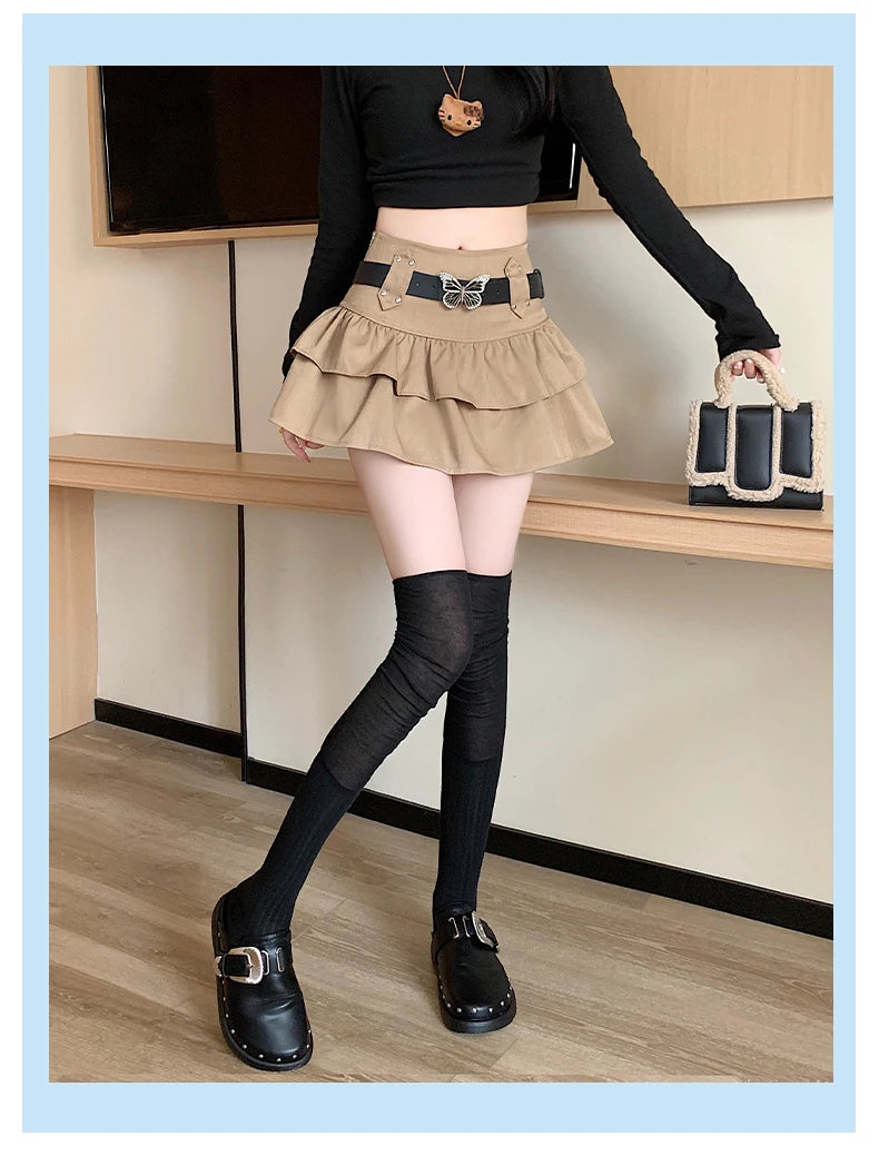 Y2K Mini Skirt With Butterfly Belt