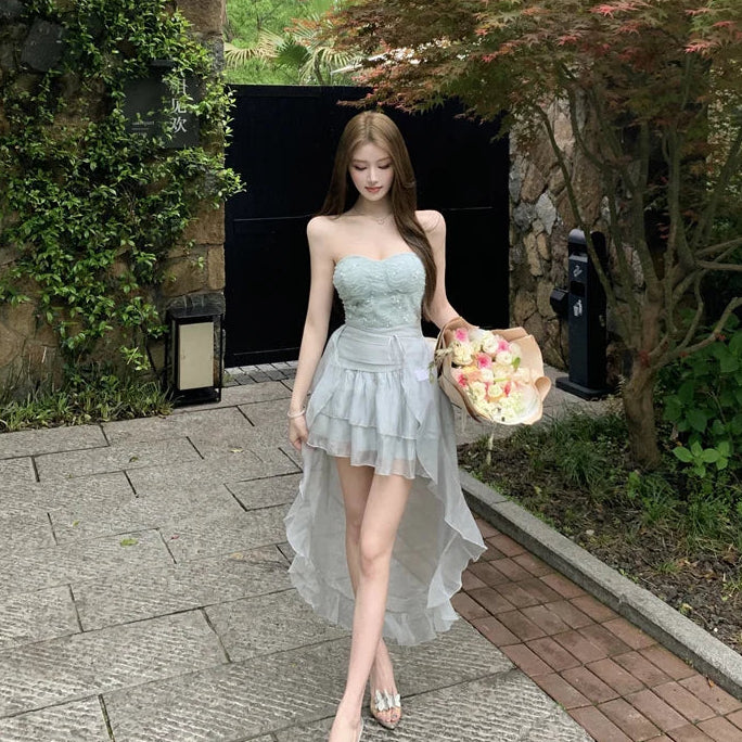 2-Piece Blue Nymph Fairycore Dress Set