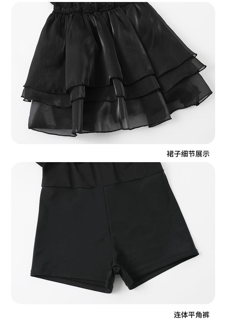 Dark Soul Black Lace Skirted Swimsuit