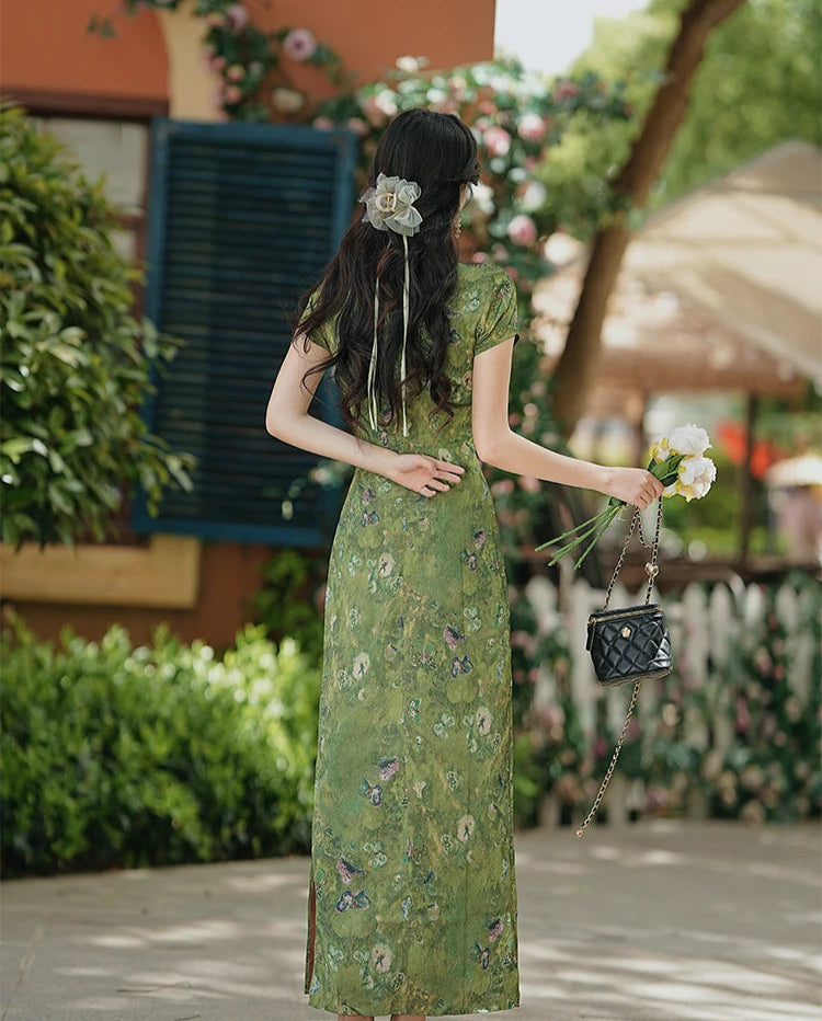 Forest Mood Floral Green Witch Dress