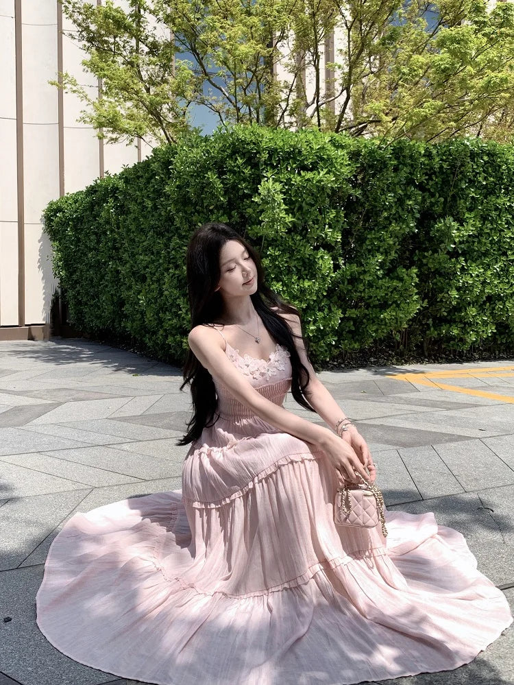 Long Peach-Pink Coquette Dress coquette style dresses coquette girl Long Peach-Pink Coquette Dress coquette style dresses coquette girl