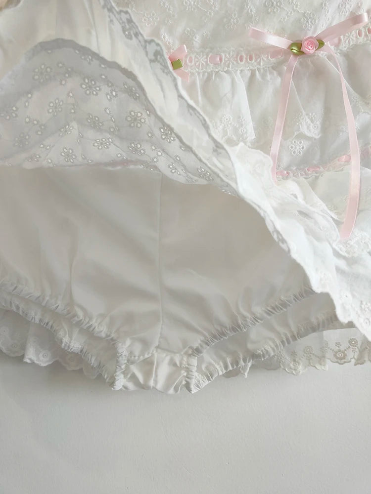 Vanilla Cupcake Coquette Cotton Lace Skirt