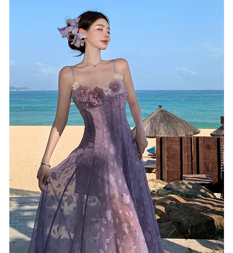 Violet Floral Romantic Fairy Dress