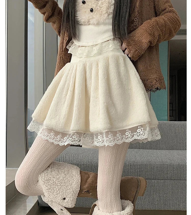 Cozy Winter Coquette Skirt with Shorts