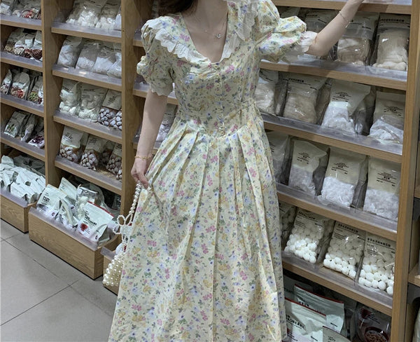 Pastel Bloom Vintage-Style Cottagecore Dress