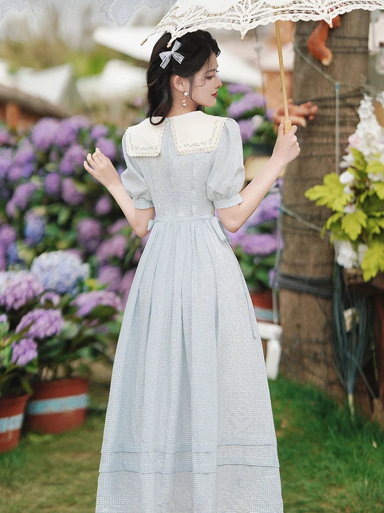 Light Blue Vintage Dress Cottagecore Dress Cottagecore Style Dresses