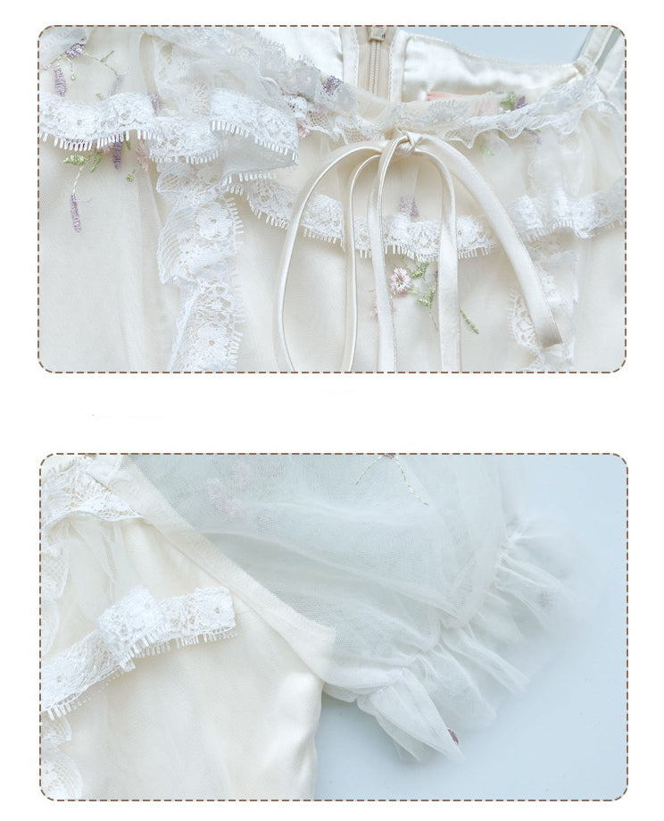Rosemary Embroidered Tulle Fairycore Dress