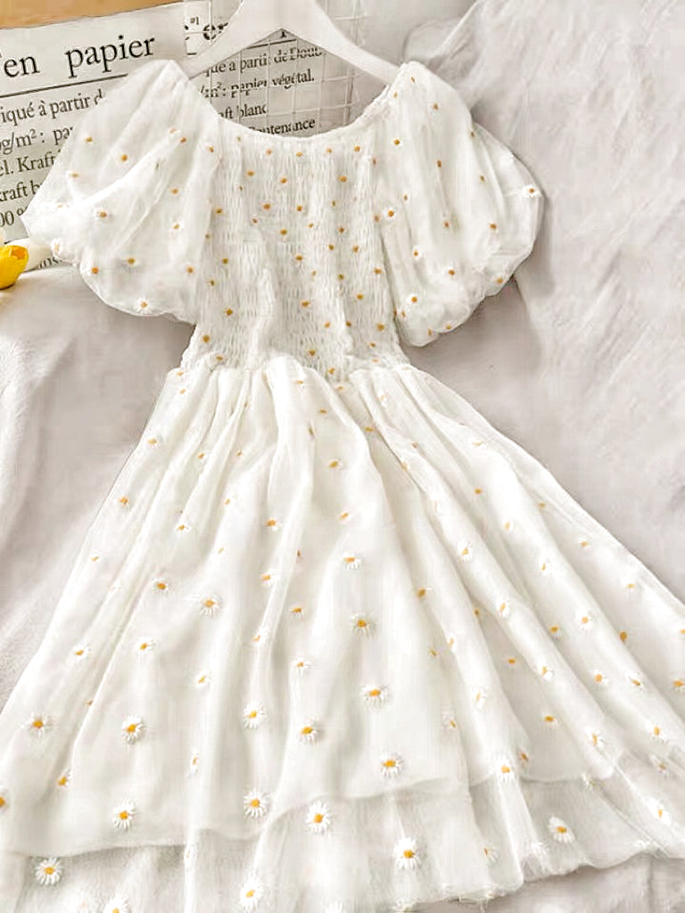 Daisy Embroidered Tulle Fairy Summer Dress