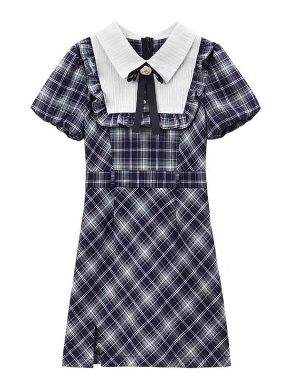 Genevieve Dark Academia Plaid Dress