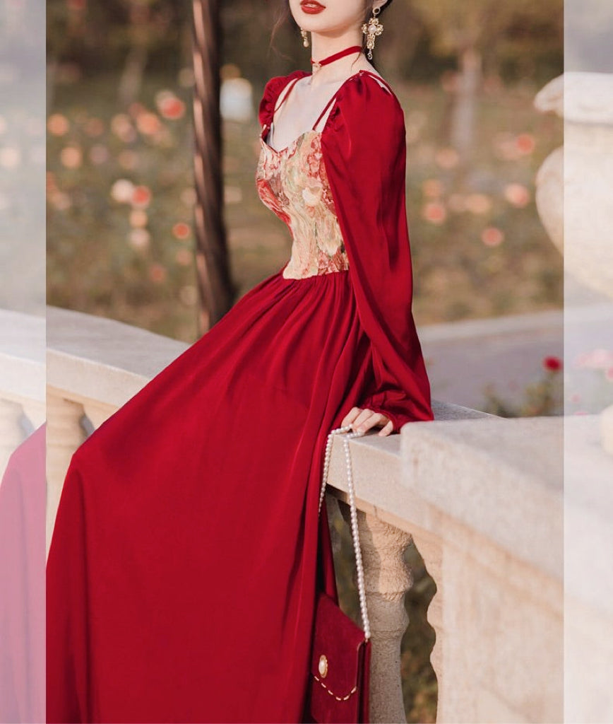 Poppy Isobel Vintage-Tapestry Crimson Dress