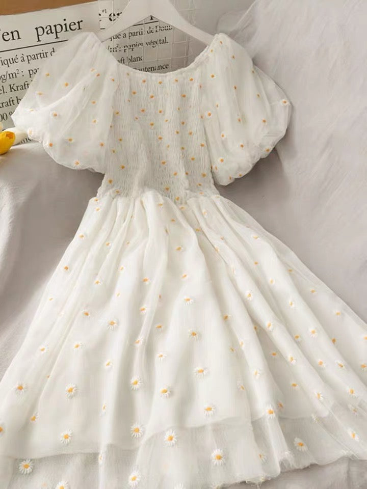 Daisy Embroidered Tulle Fairy Summer Dress