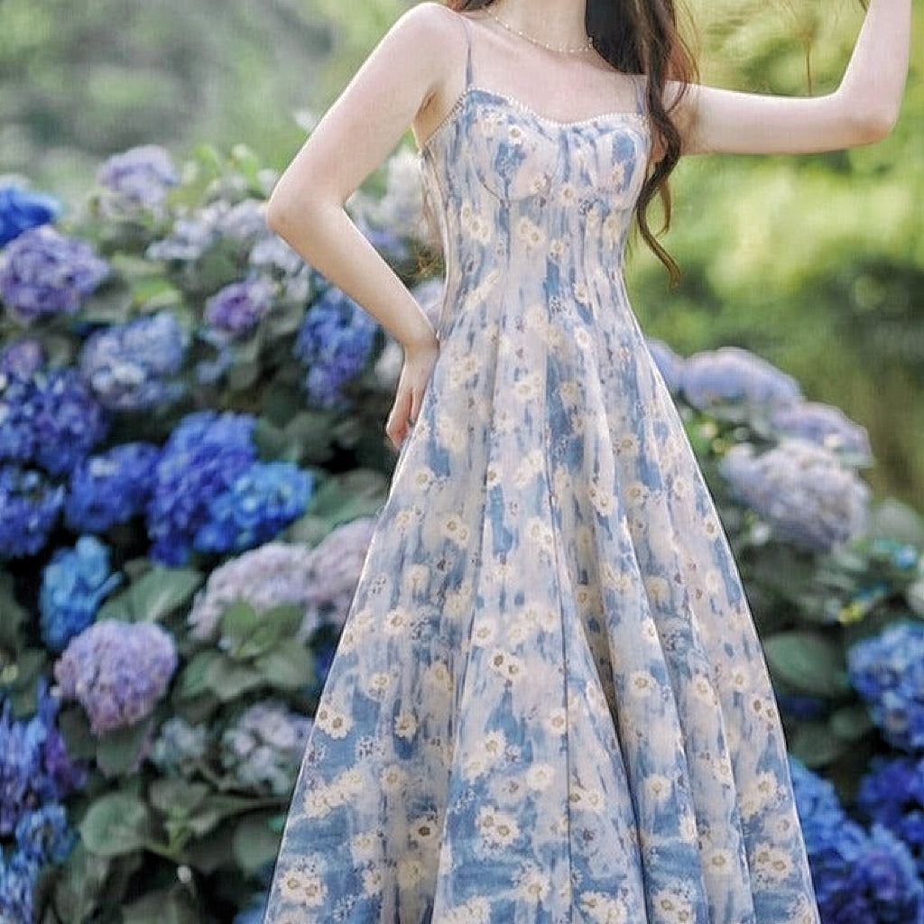 Light Blue Floral Print Maxi - Organza Maxi Dress - Floral Maxi - Lulus