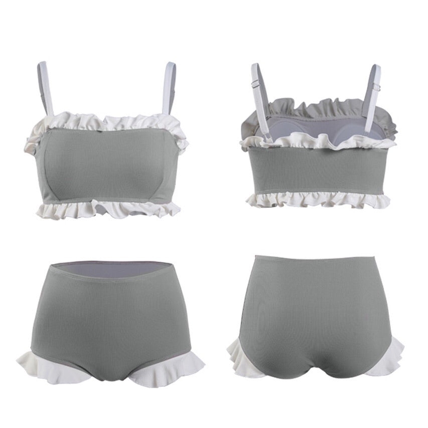 2-Piece Ruffle Nymphet Lolita Swimsuit Bikini Set 