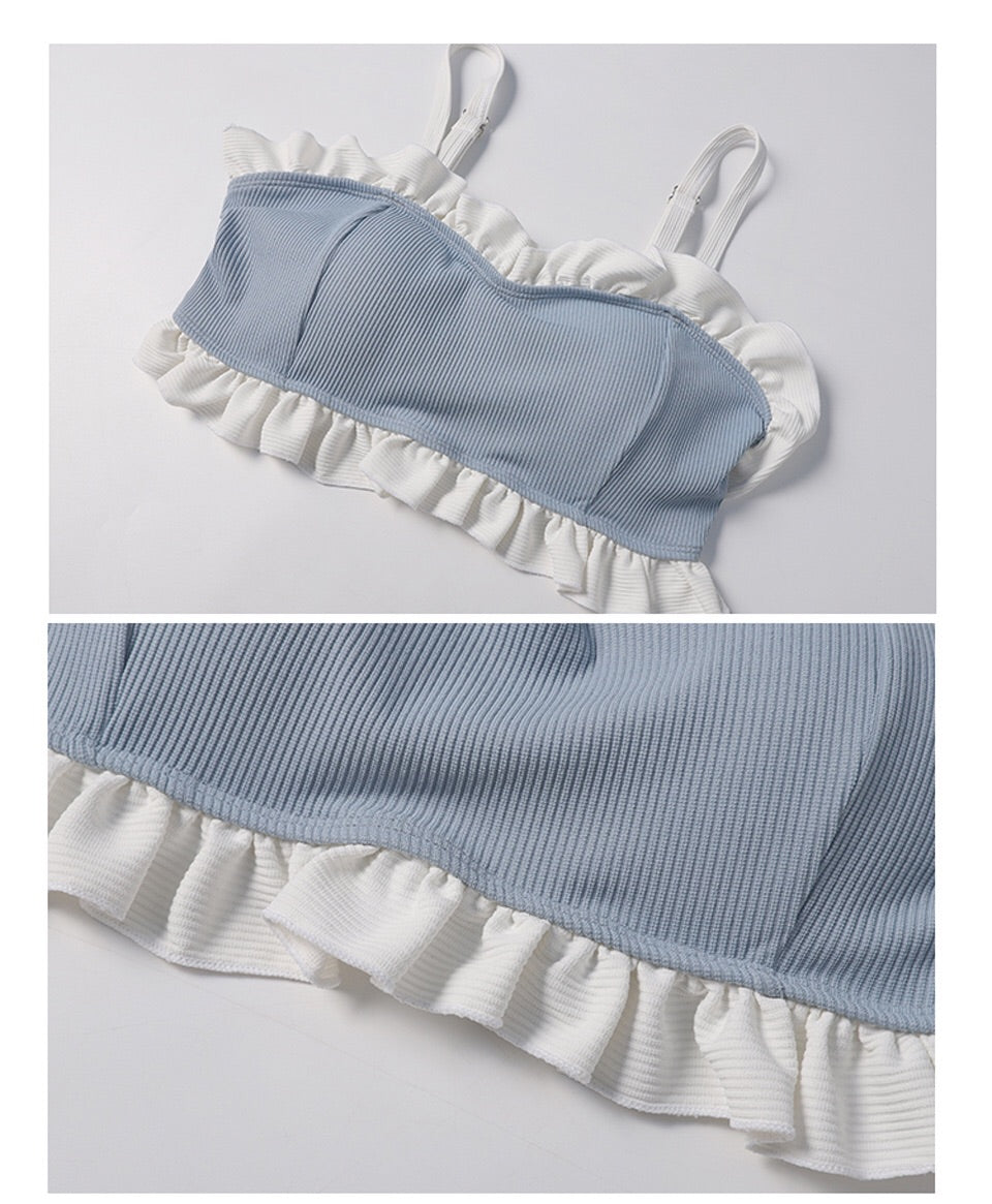 2-Piece Ruffle Nymphet Lolita Swimsuit Bikini Set 