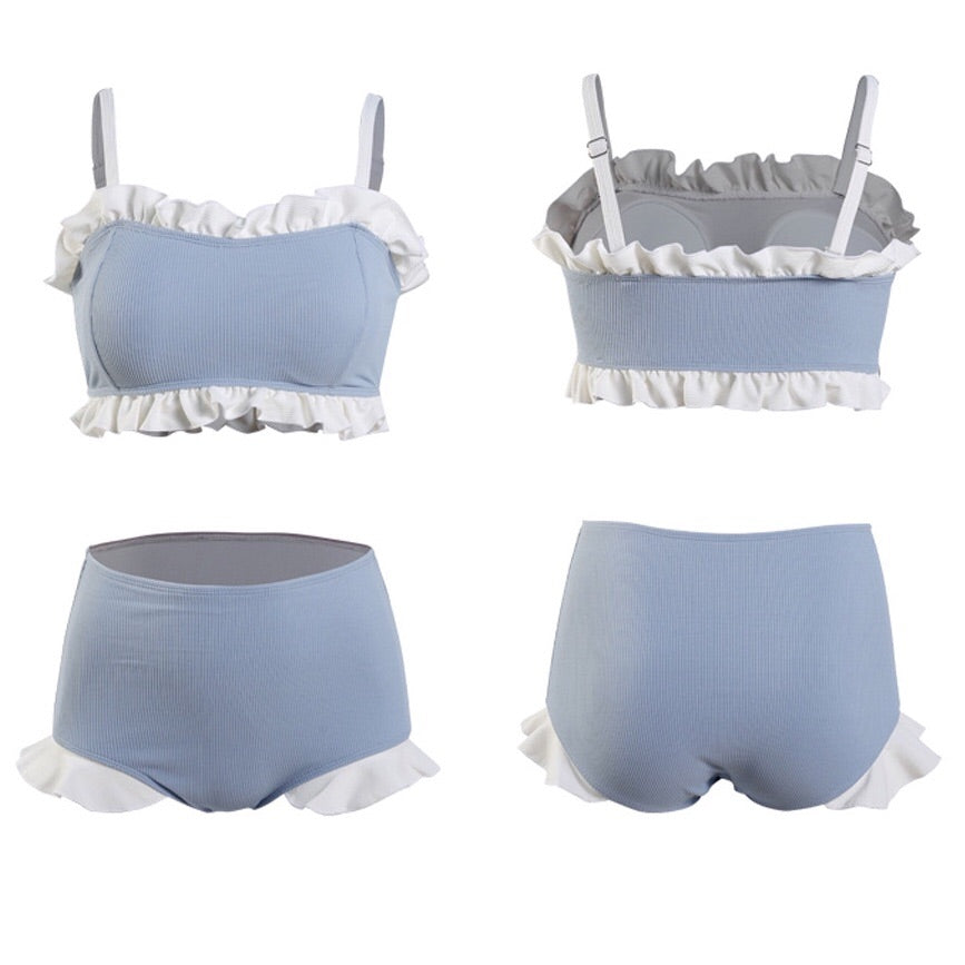 2-Piece Ruffle Nymphet Lolita Swimsuit Bikini Set 