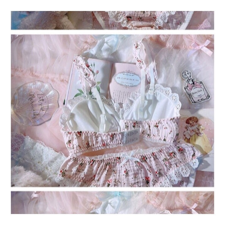 2-piece Floral Kawaii Princess Nymphet Lolita Lingerie Set 
