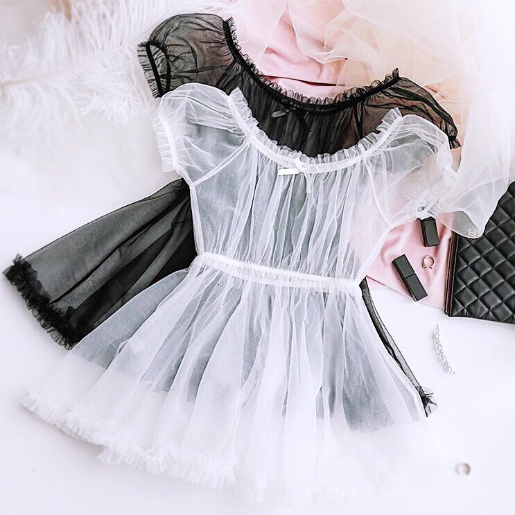 Kawaii Princess Babydoll Sheer Tulle 2-piece Nymphet Lolita Lingerie Set