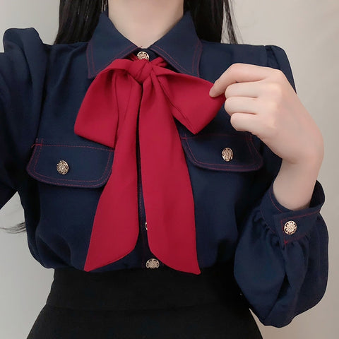Academia Style Shirt with Bow - Deer Doll