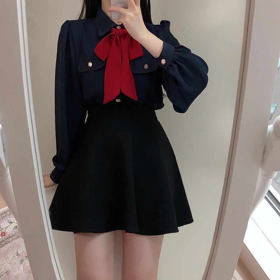 Academia Style Shirt with Bow - Deer Doll