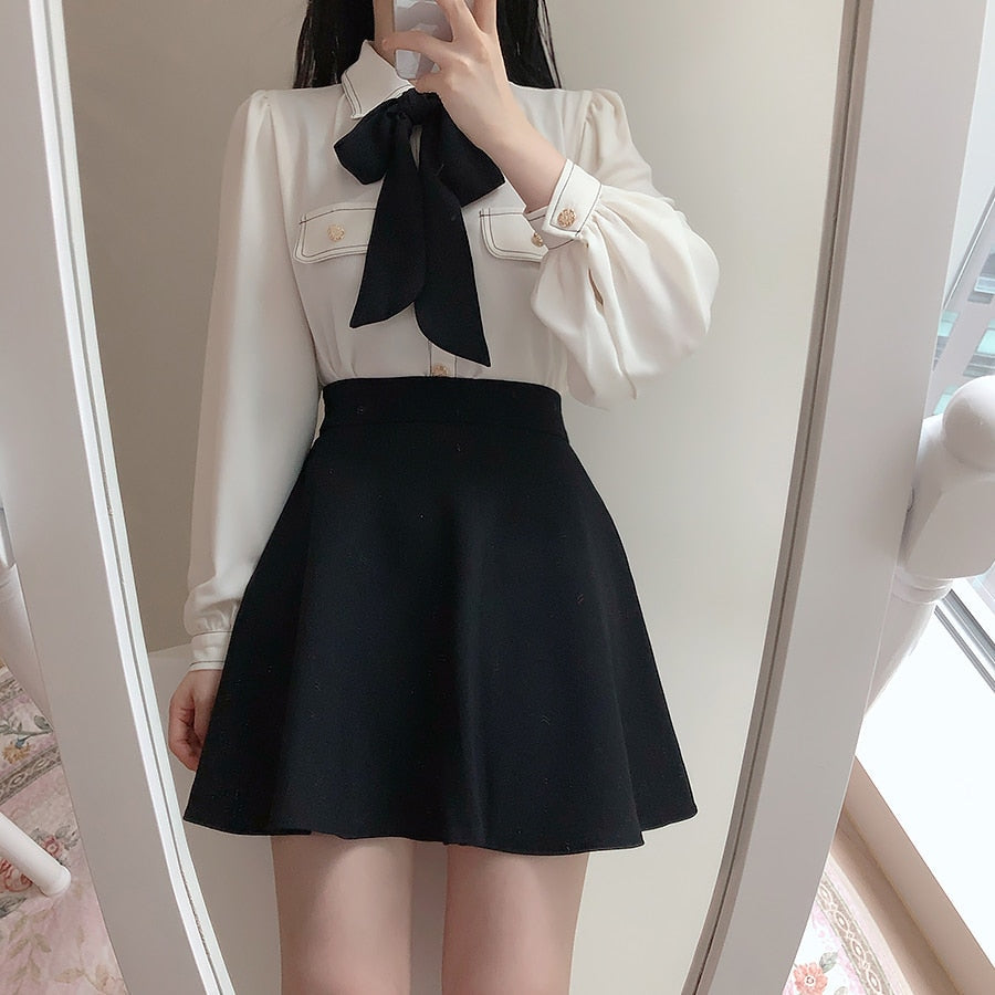 Academia Style Shirt with Bow - Deer Doll