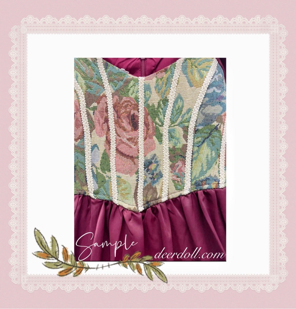 Adeline Wonderfall Vintage-style Cottagecore Tapestry Dress 