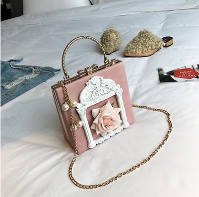 3D Rose leather bag / Rose decorated Clutch Bag / Rose Aesthetic Bags