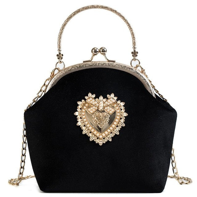 Antique Princess Vintage Style Velvet Clutch Bag 