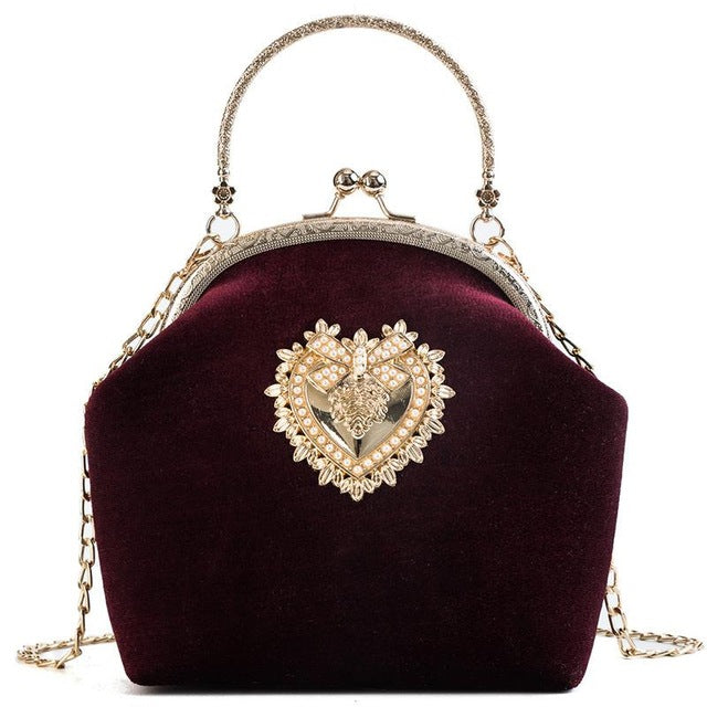 Antique Princess Vintage Style Velvet Clutch Bag 