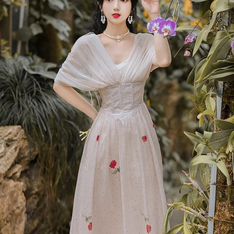 Betsy Lulu Vintage-aesthetic Flower Fairy Princess Dress 