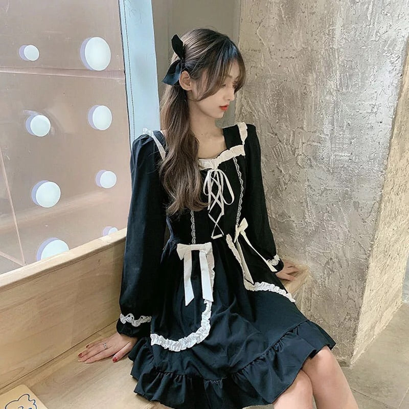 Black Cupcake Dark Lolita Gothic Mini Dress 