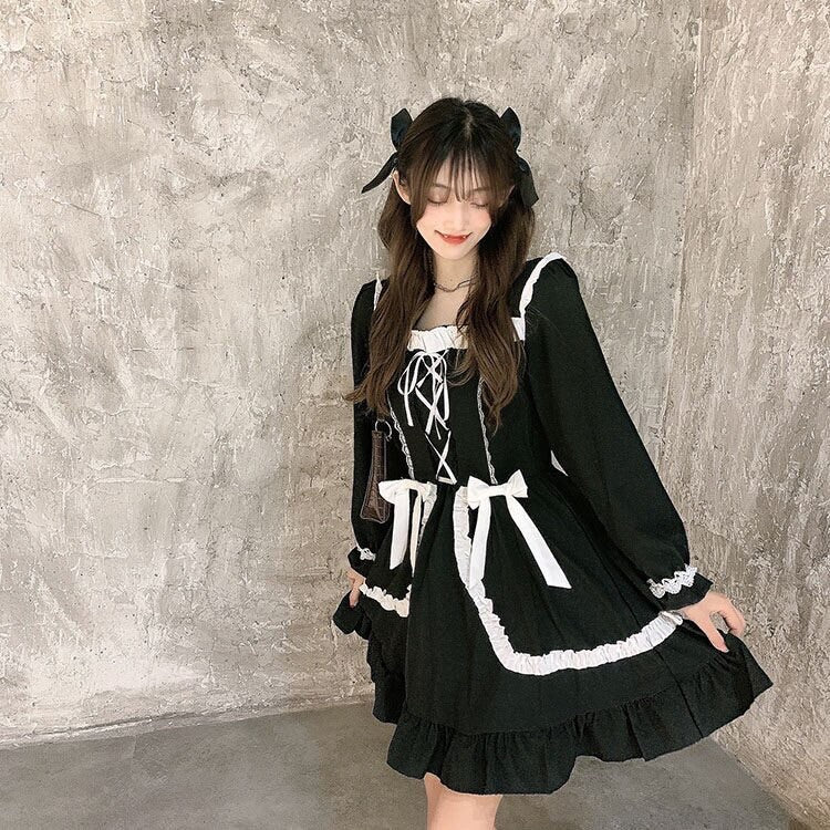 Black Cupcake Dark Lolita Gothic Mini Dress 