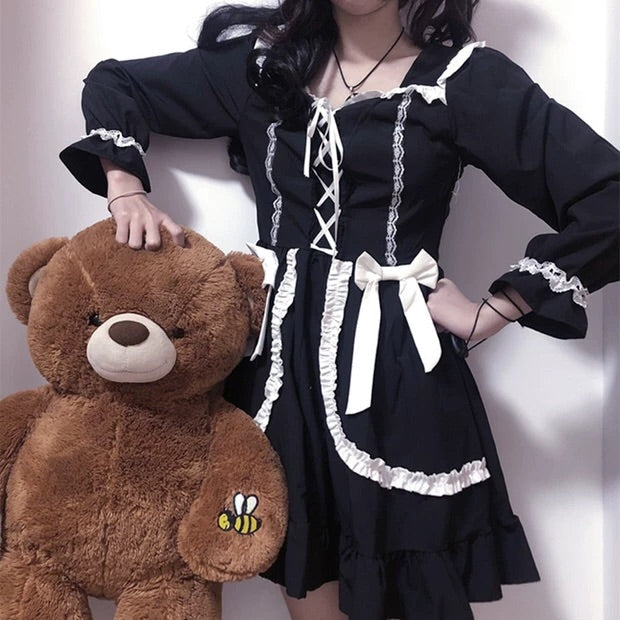Black Cupcake Dark Lolita Gothic Mini Dress 