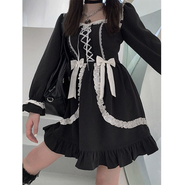 Black Cupcake Dark Lolita Gothic Mini Dress 