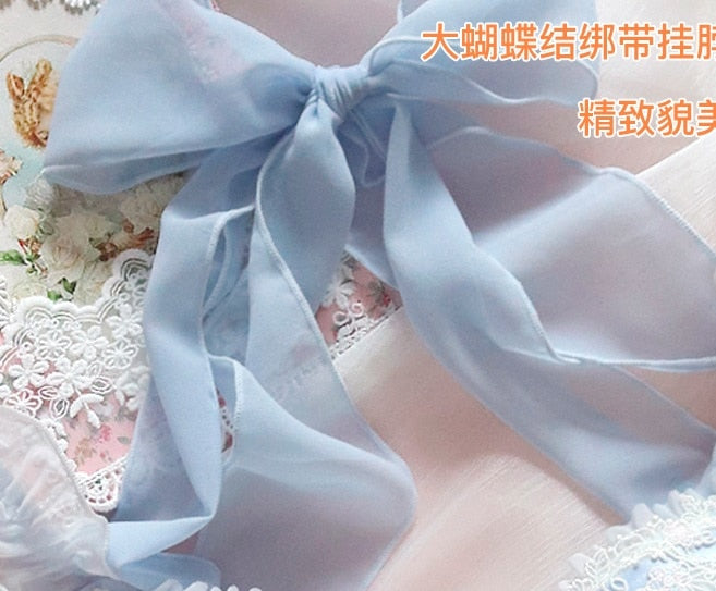 Blue Princess Soft Girl Aesthetic Kawaii Lolita Lingerie Set 